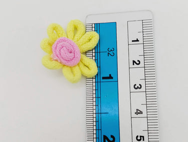 Yellow and Pink Floral Applique, Flower Motifs x 5